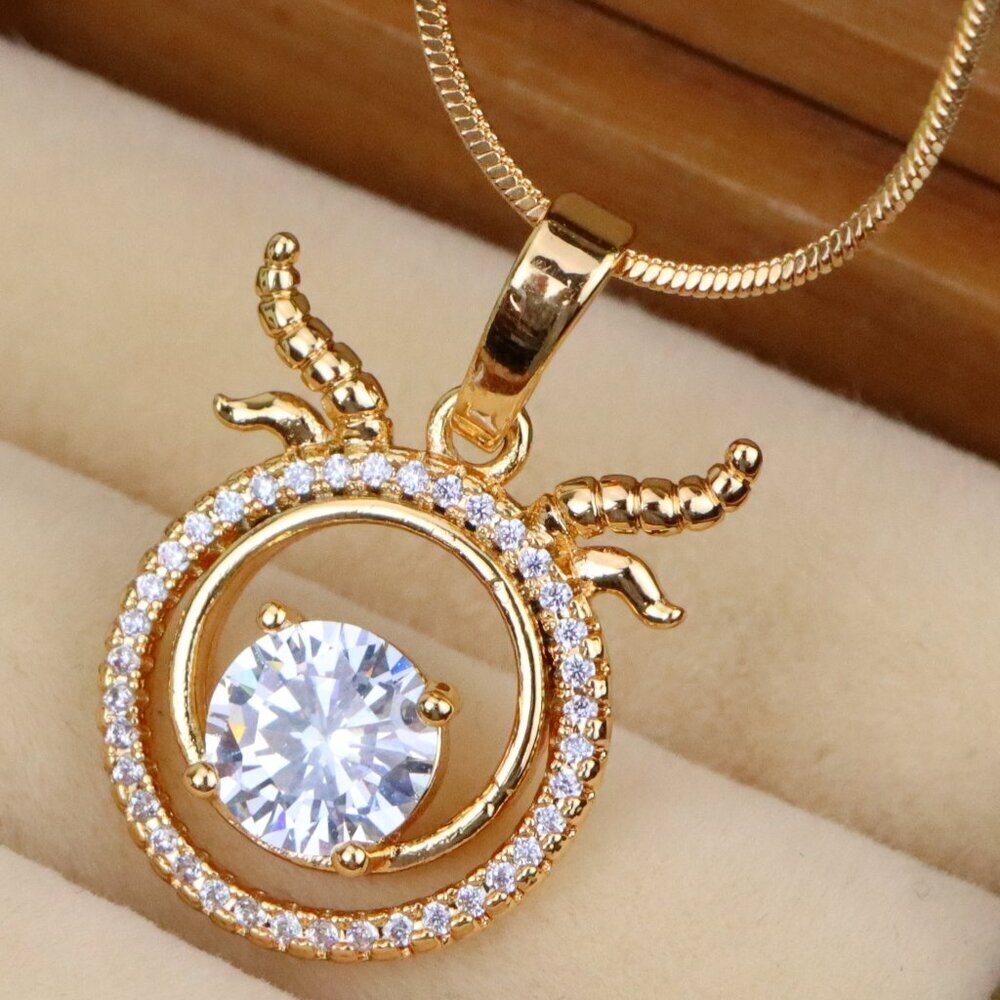 "Rose Gold Taurus Pendant with Sparkling Cubic Zirconia Accent, XPPT1549